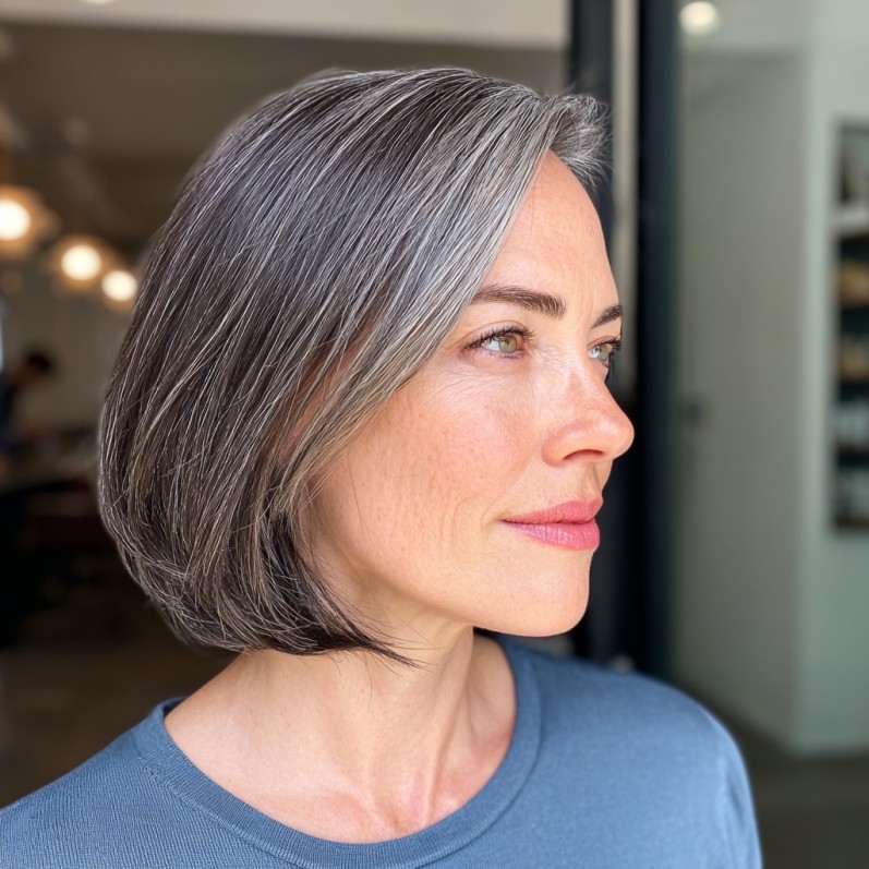 Modern Sleek Bob with Subtle Silver Highlights