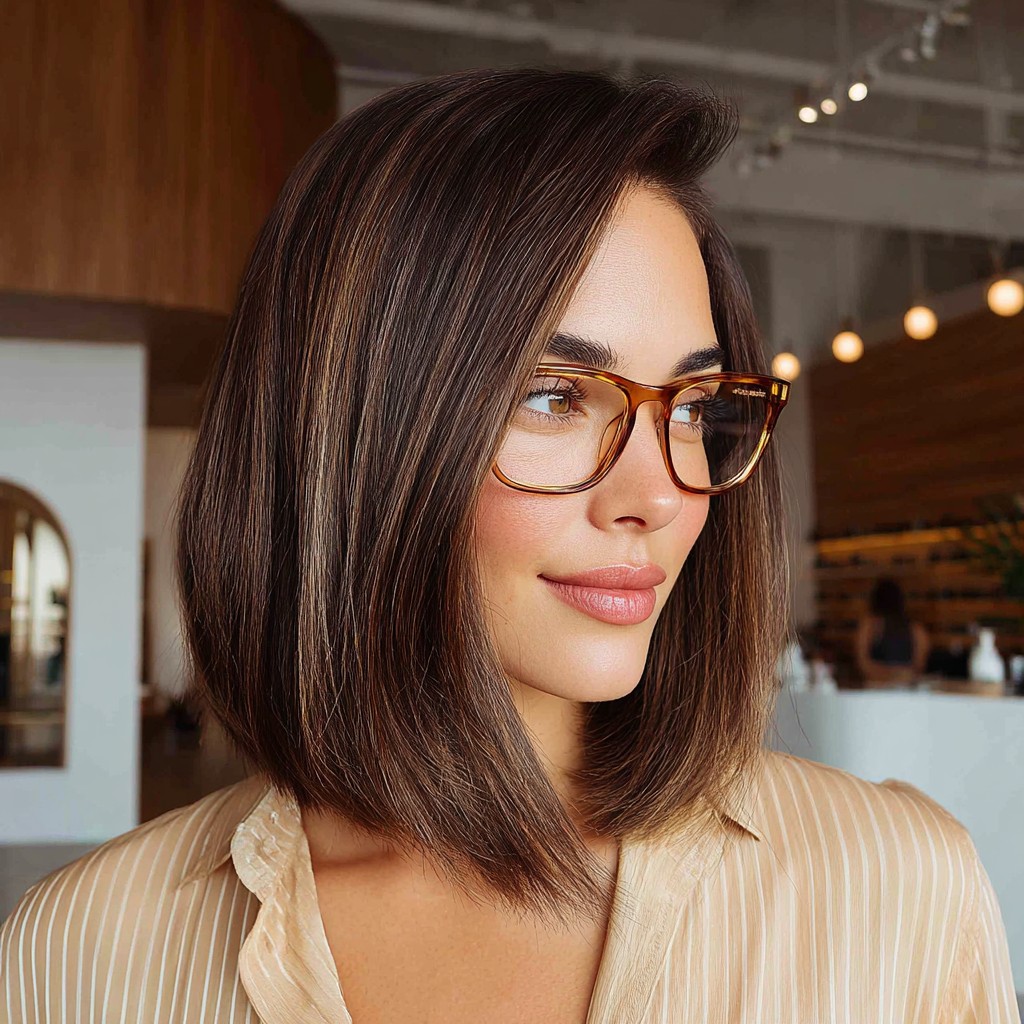 Sleek Long Bob with Subtle Highlights