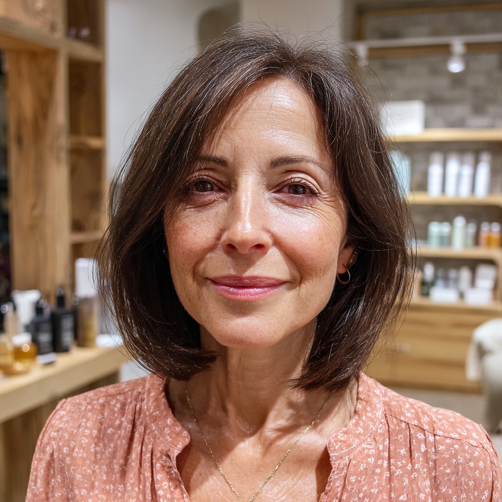 Sleek Textured Midi Bob with Subtle Layers