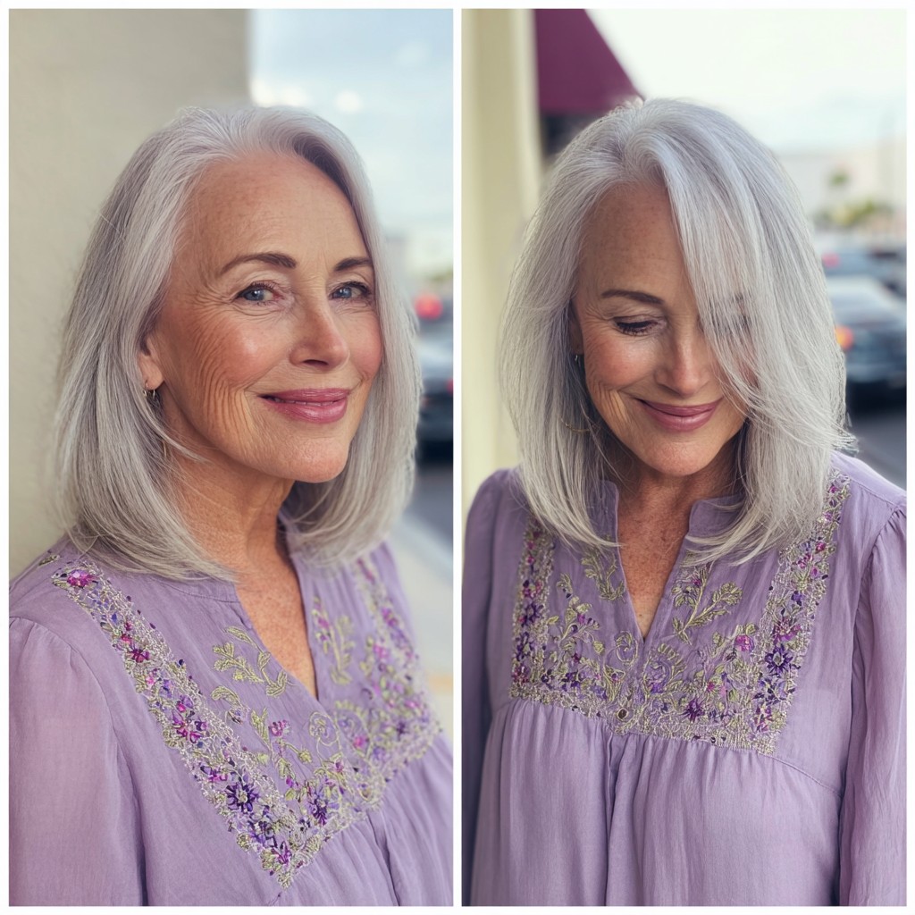 Soft Silver Blunt Cut with Subtle Layers