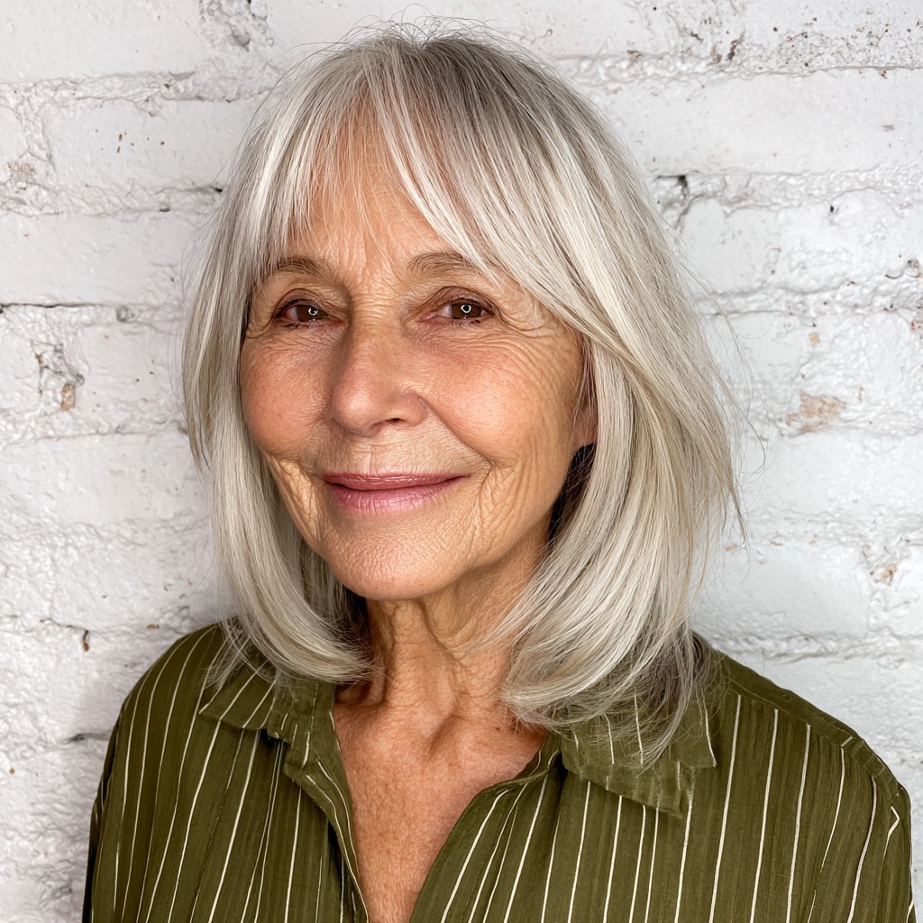 Soft Silvery Layered Cut with Light Face-Framing Strands