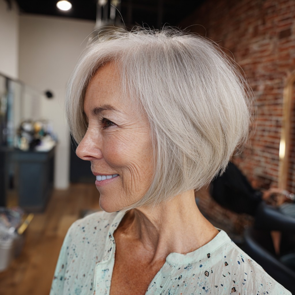 Softly Blended Silver Bob with Subtle Layers