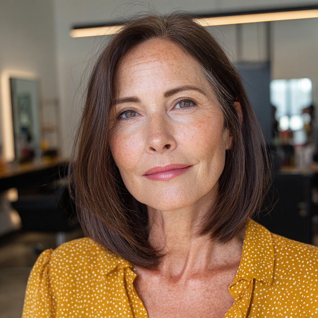 Stylish Blunt Midi Bob with Subtle Movement