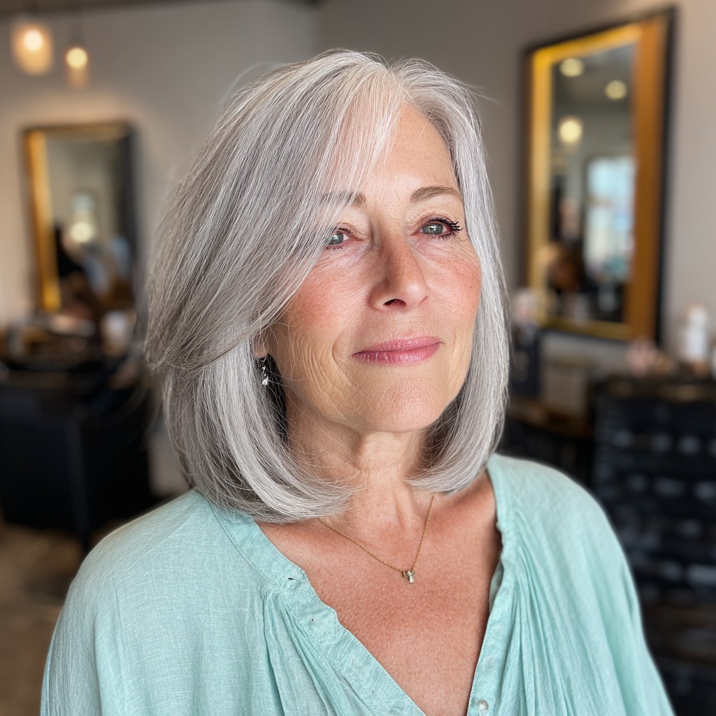 Stylish Silver Blunt Cut with Subtle Layers