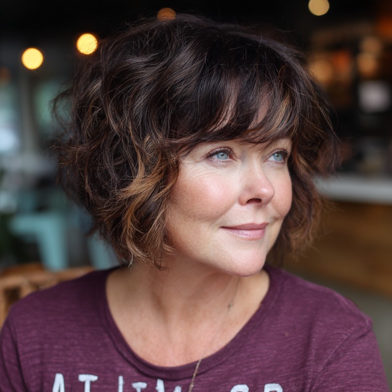 Textured Bob with Defined Waves and Subtle Highlights