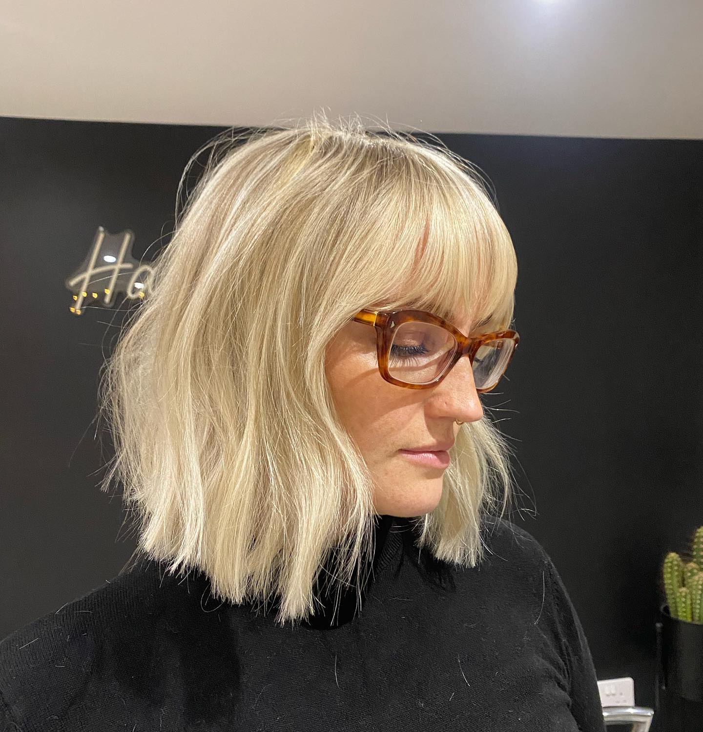 Textured Frayed Bob with Soft Bangs