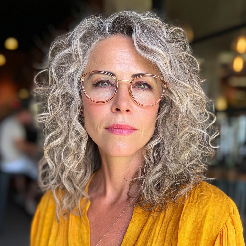 Textured Grey Bob with Defined Curls