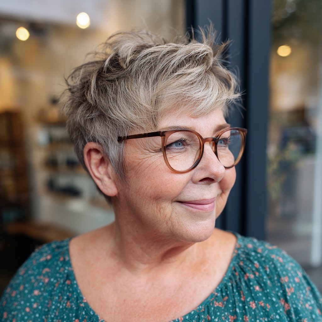 Textured Side-Parted Pixie with Effortless Volume