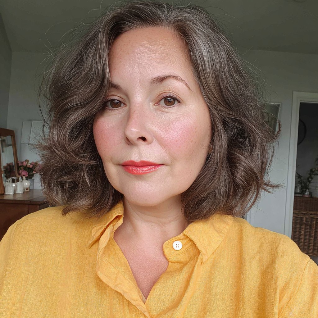Textured Wavy Midi Bob with Soft Volume