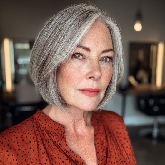 Timeless Silver Inverted Bob with Soft Movement