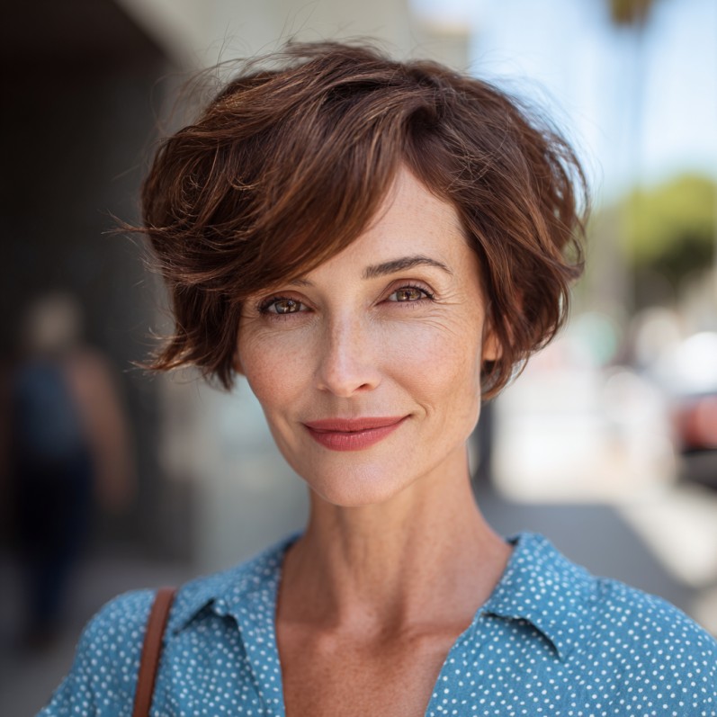 Textured Medium Pixie Bob with Soft Waves