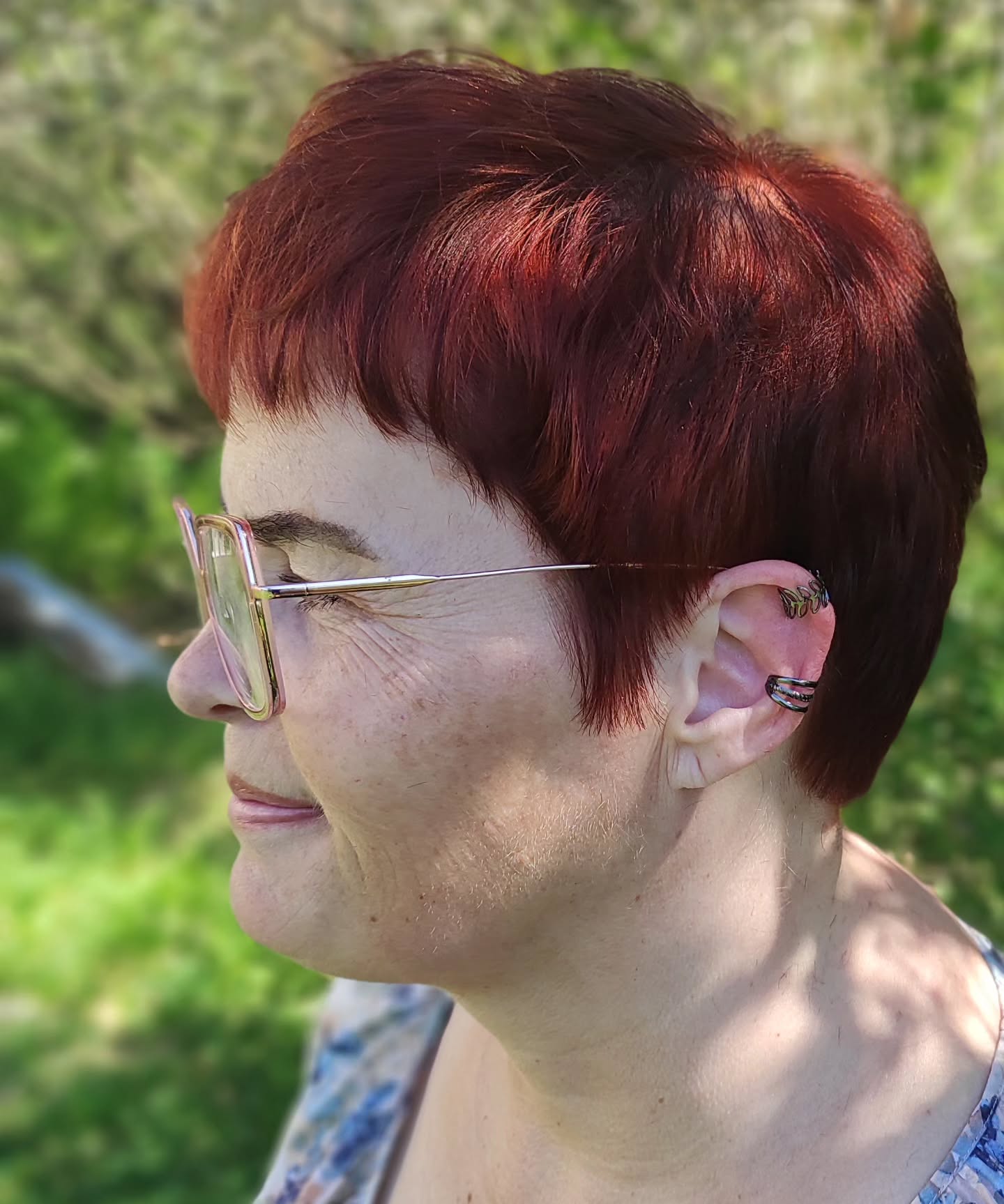 Bold Ruby Red Pixie Cut with Soft Textured Layers