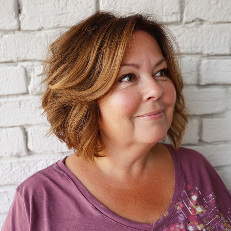 chic layered bob with soft highlights