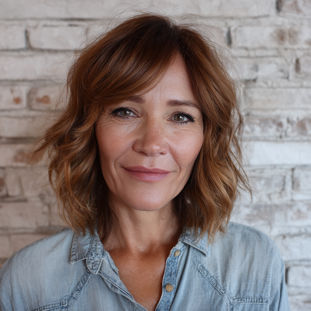 Chic Soft Waves with Layered Bangs