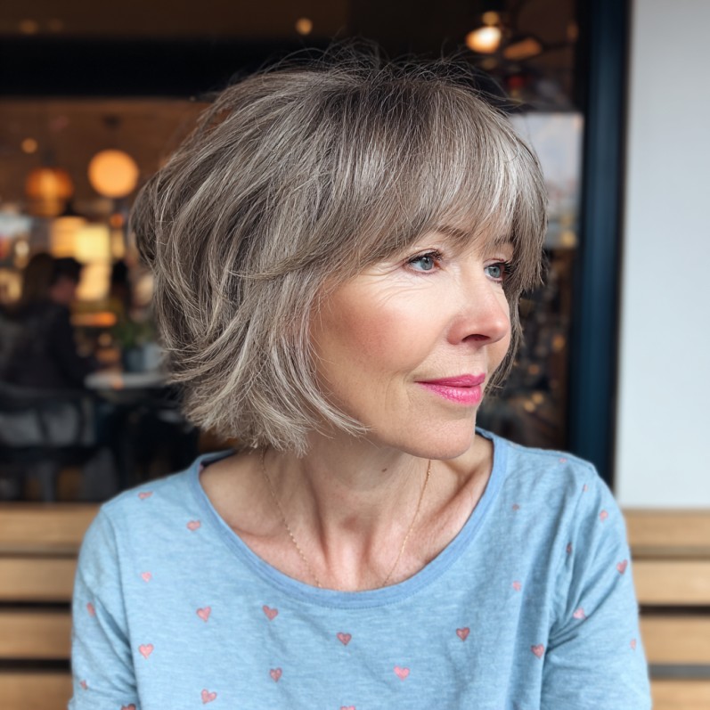 Chic Textured Bob with Soft Bangs