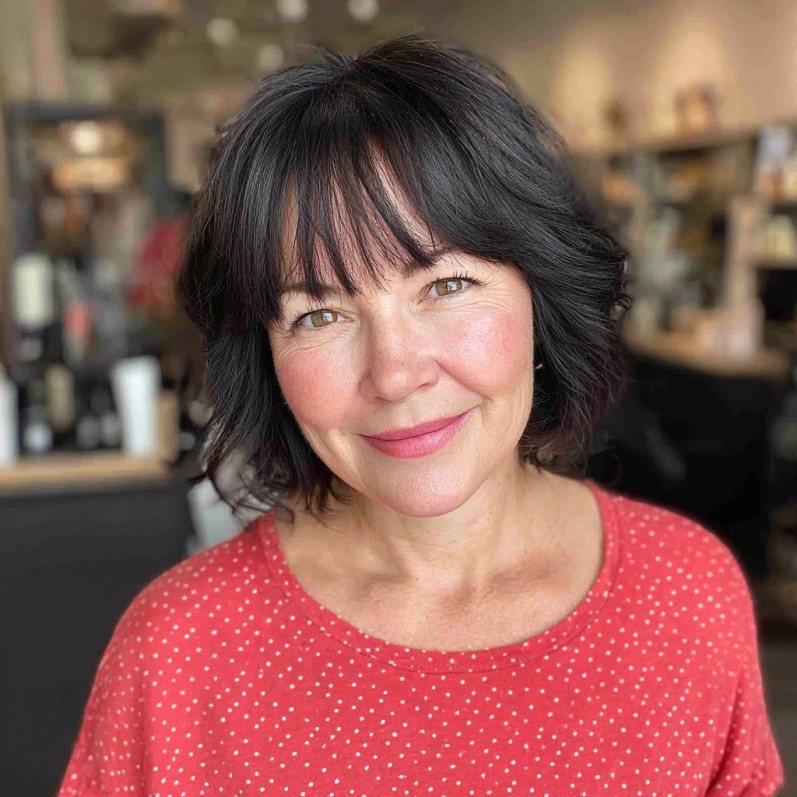 Chic Textured Bob with Soft Fringe