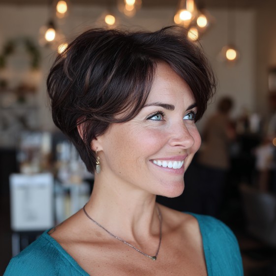 Chic Textured Curved Pixie Cut with Subtle Volume