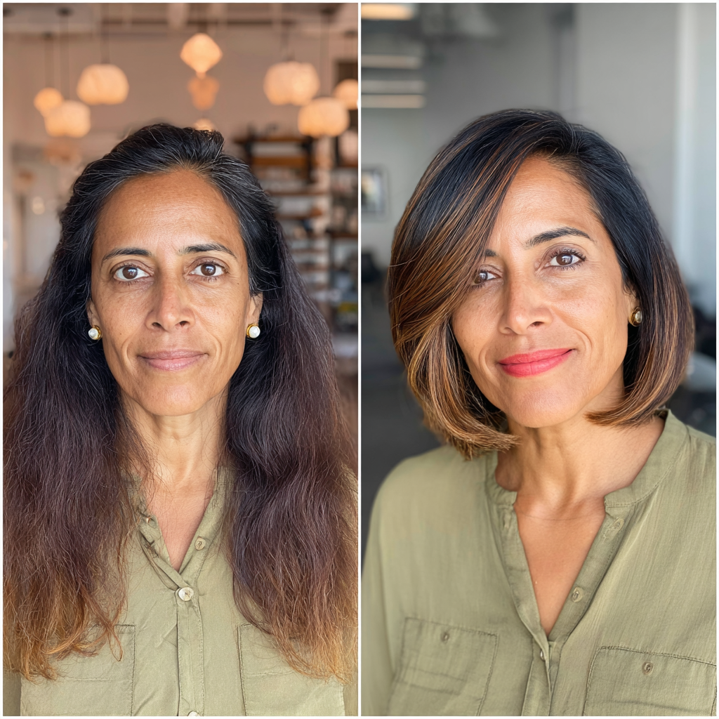 Chic Textured Lob with Warm Highlights