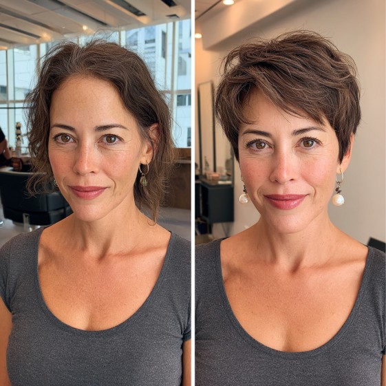 chic textured piecey pixie cut