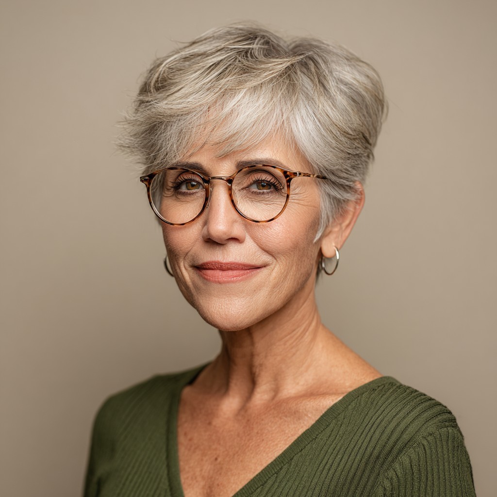 Choppy Silver Pixie with Soft Texture