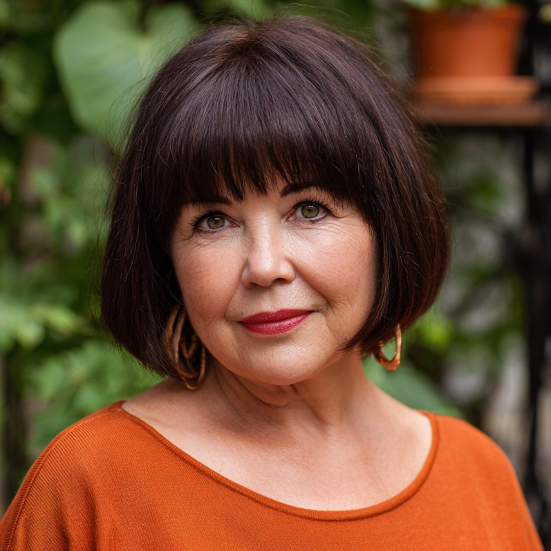 Classic Rounded Bob with Soft Bangs