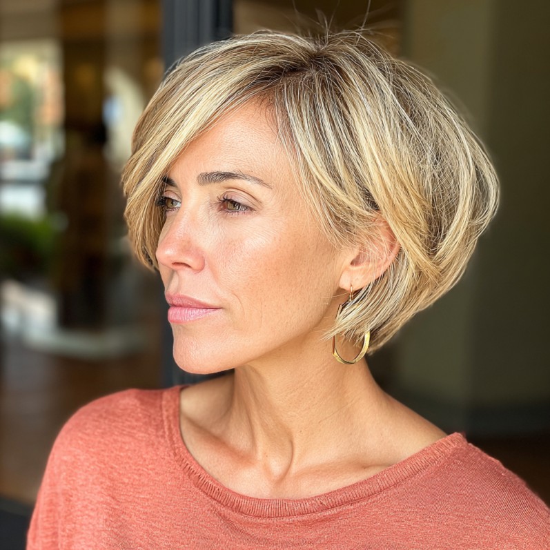 Effortlessly Chic Layered Medium Pixie Bob