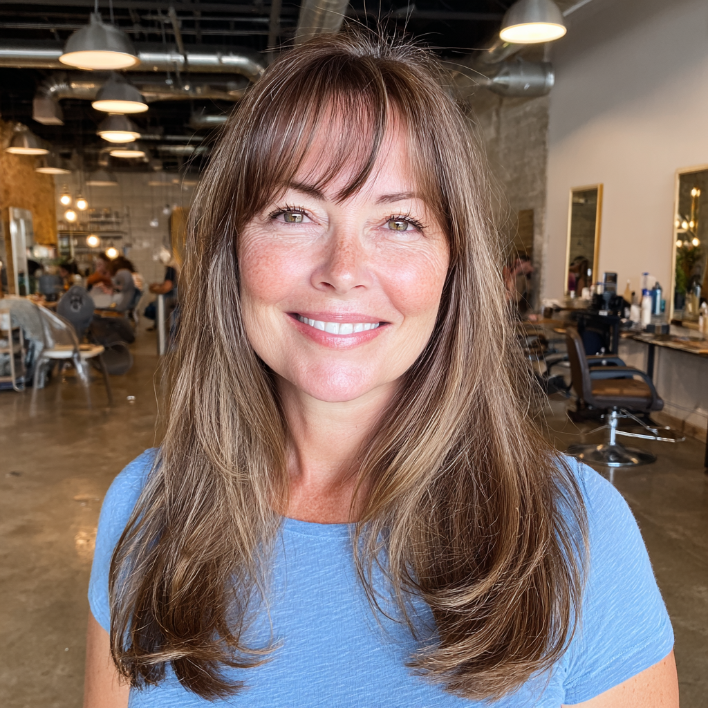 Elegant Long Layered Cut with Soft Bangs