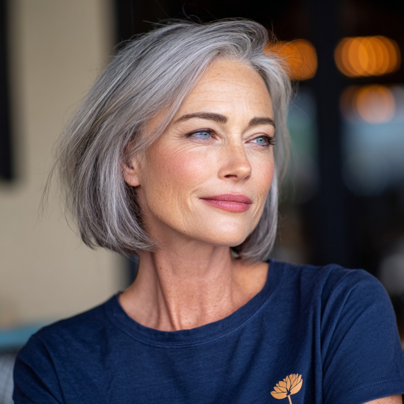 Elegant Silver Bob with Soft Movement