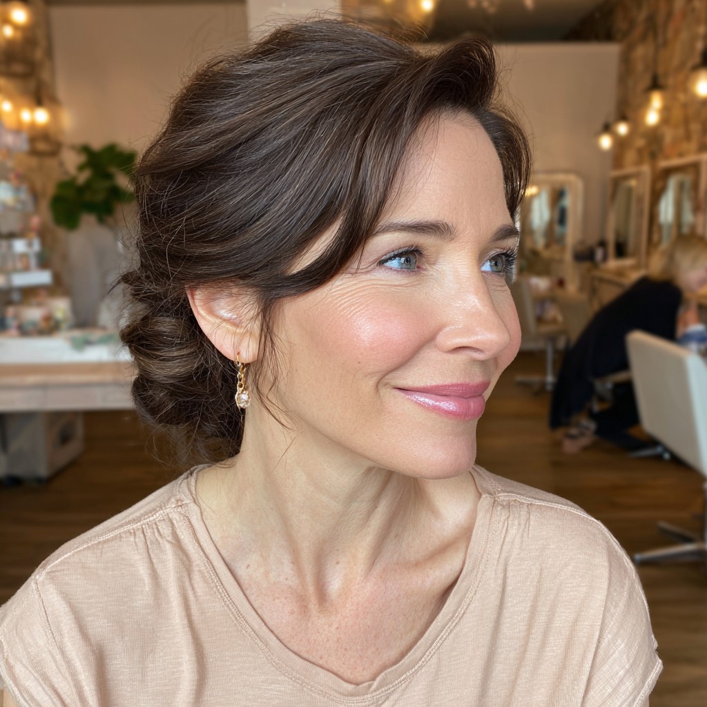 Elegant Soft Updo with Face-Framing Layers