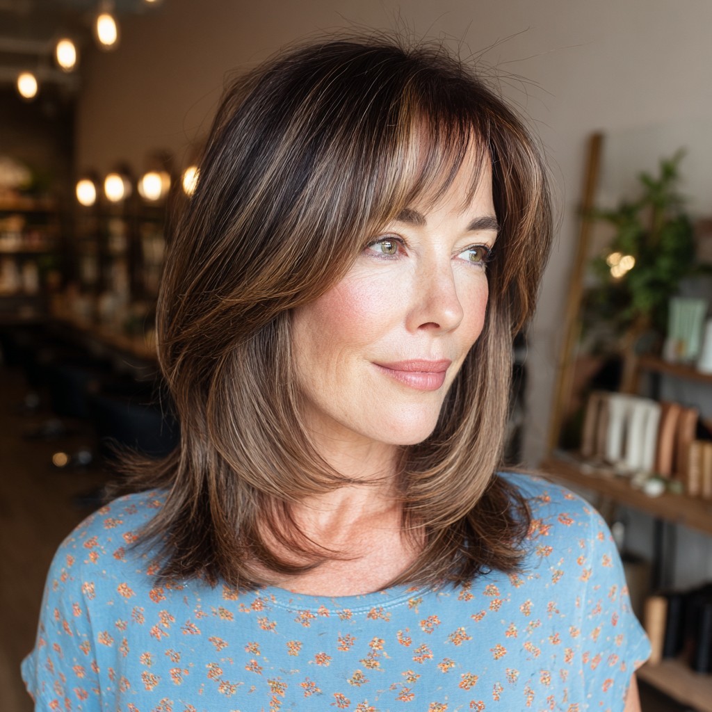 Modern Layered Lob with Face-Framing Bangs