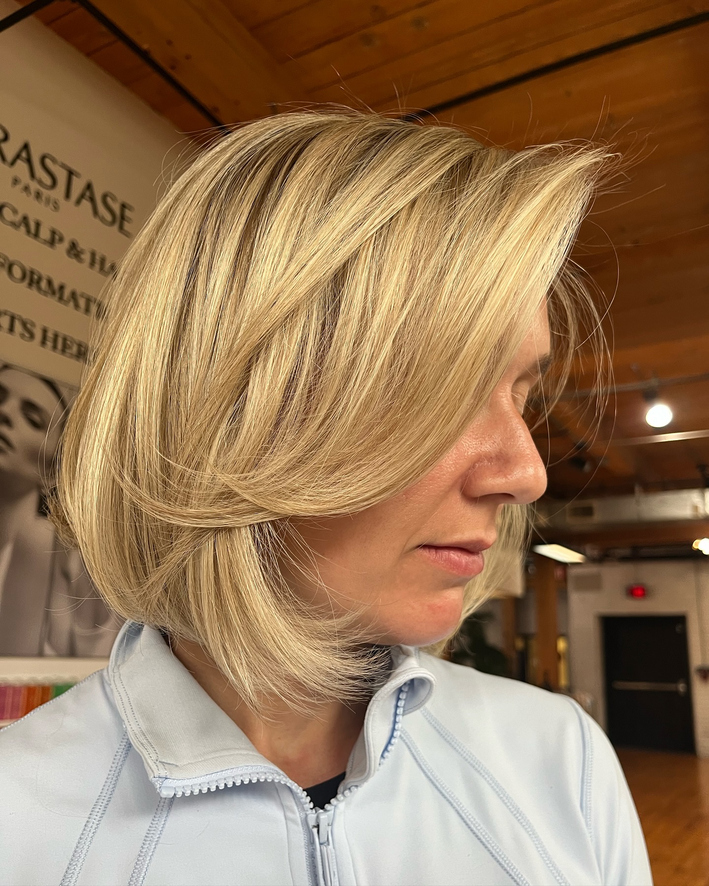 Modern Textured A-Line Bob with Soft Blonde Highlights