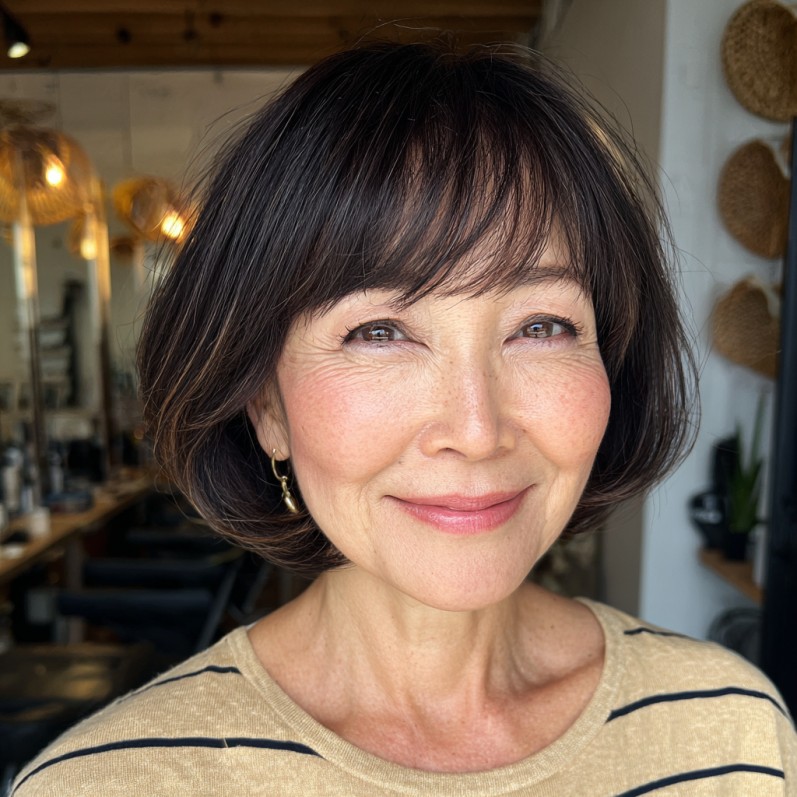 Modern Textured Bob with Soft Fringe
