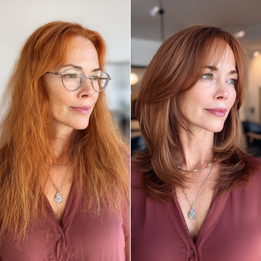 Radiant Layered Lob with Gentle Bangs
