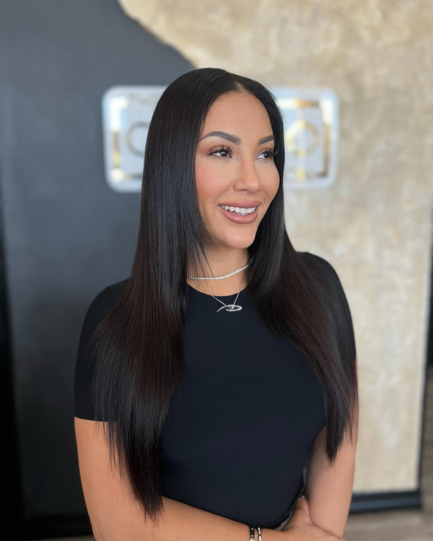 Sleek Long Straight Hair with Subtle Layers
