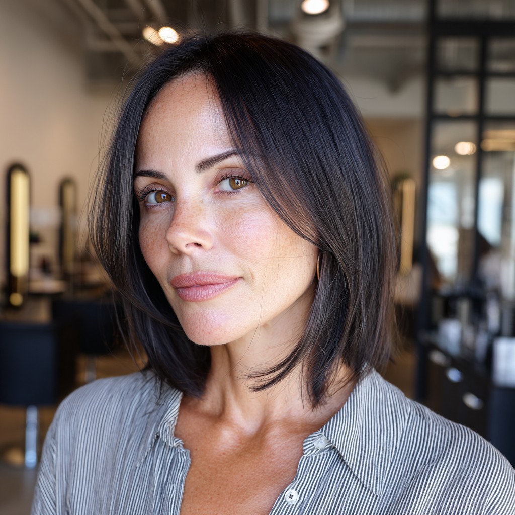 Sleek Mid-Length Cut with Subtle Face-Framing Layers