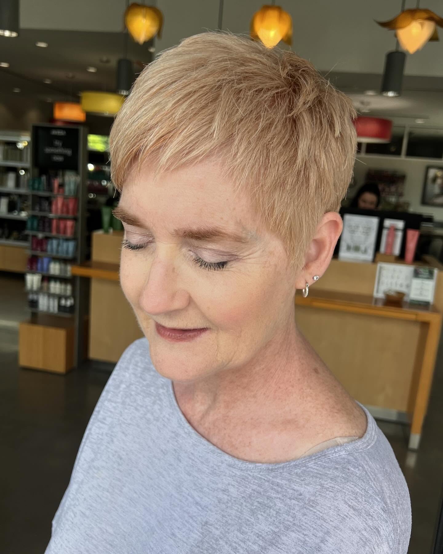 Soft Blush Textured Pixie Cut