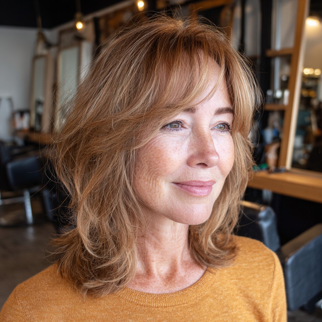 Softly Layered Lob with Effortless Bangs
