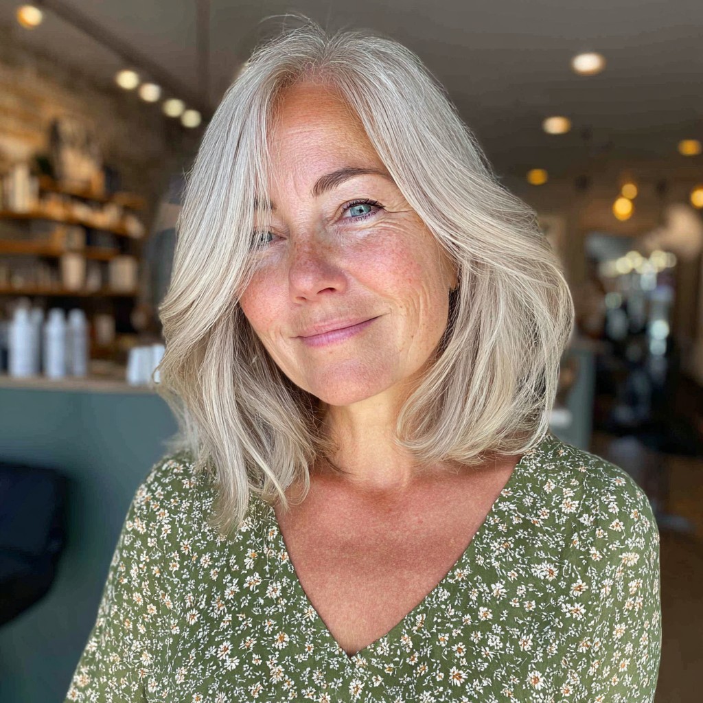 Softly Layered Lob with Face-Frame Bangs