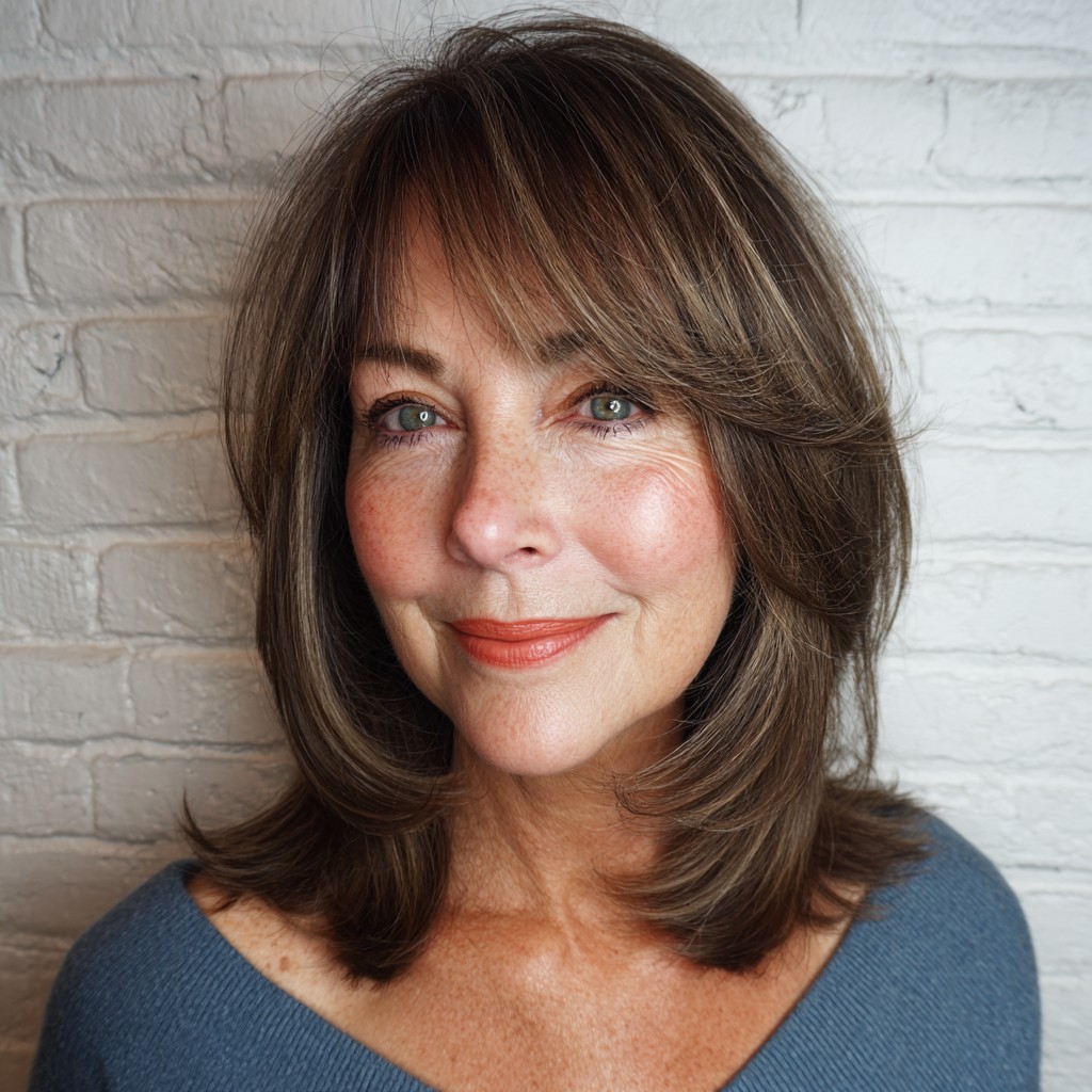 Softly Layered Lob with Long Bangs