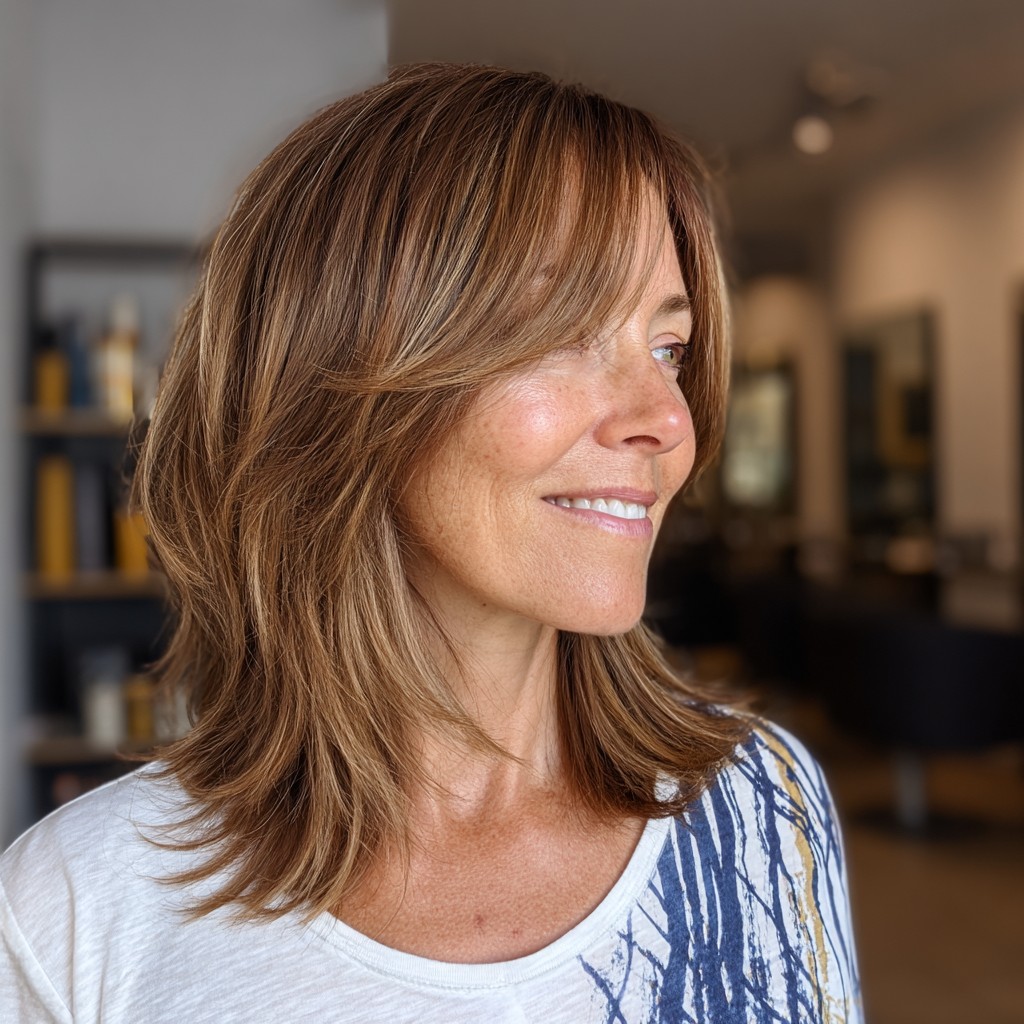 Softly Layered Lob with Wispy Bangs