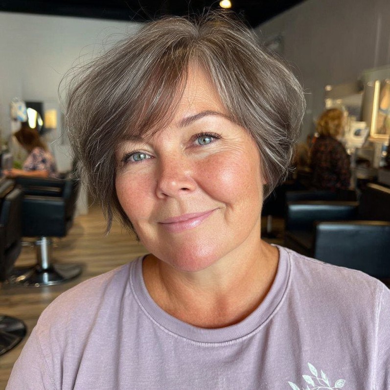 Softly Layered Medium Pixie Bob with Light Gray Tones
