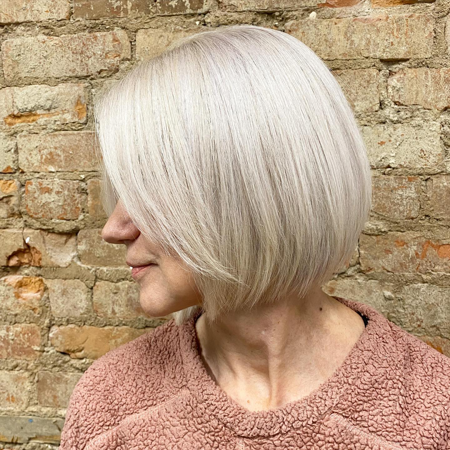 Stylish Soft White Blonde A-Line Bob