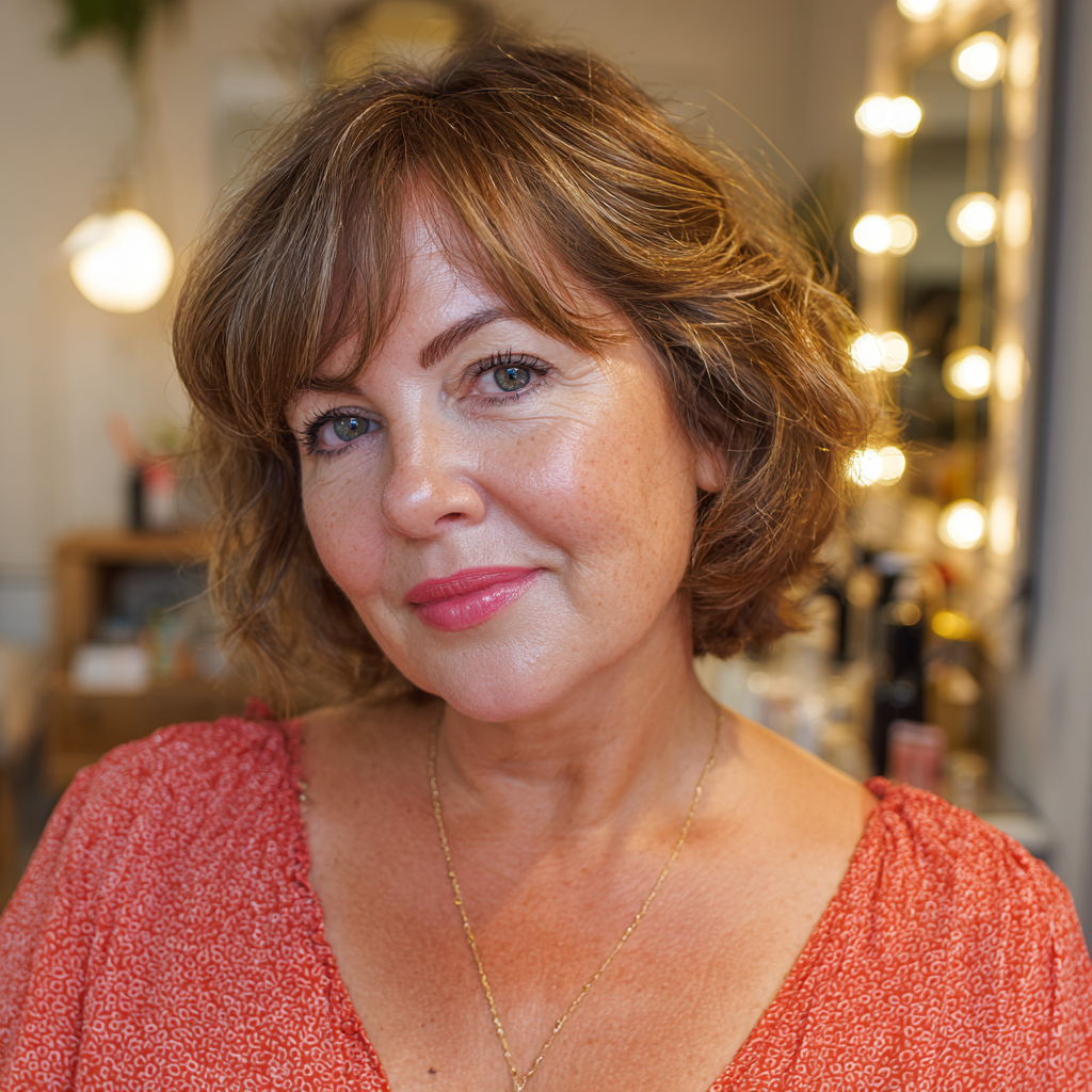 Textured Bob with Soft Layers and Face-Framing Fringe