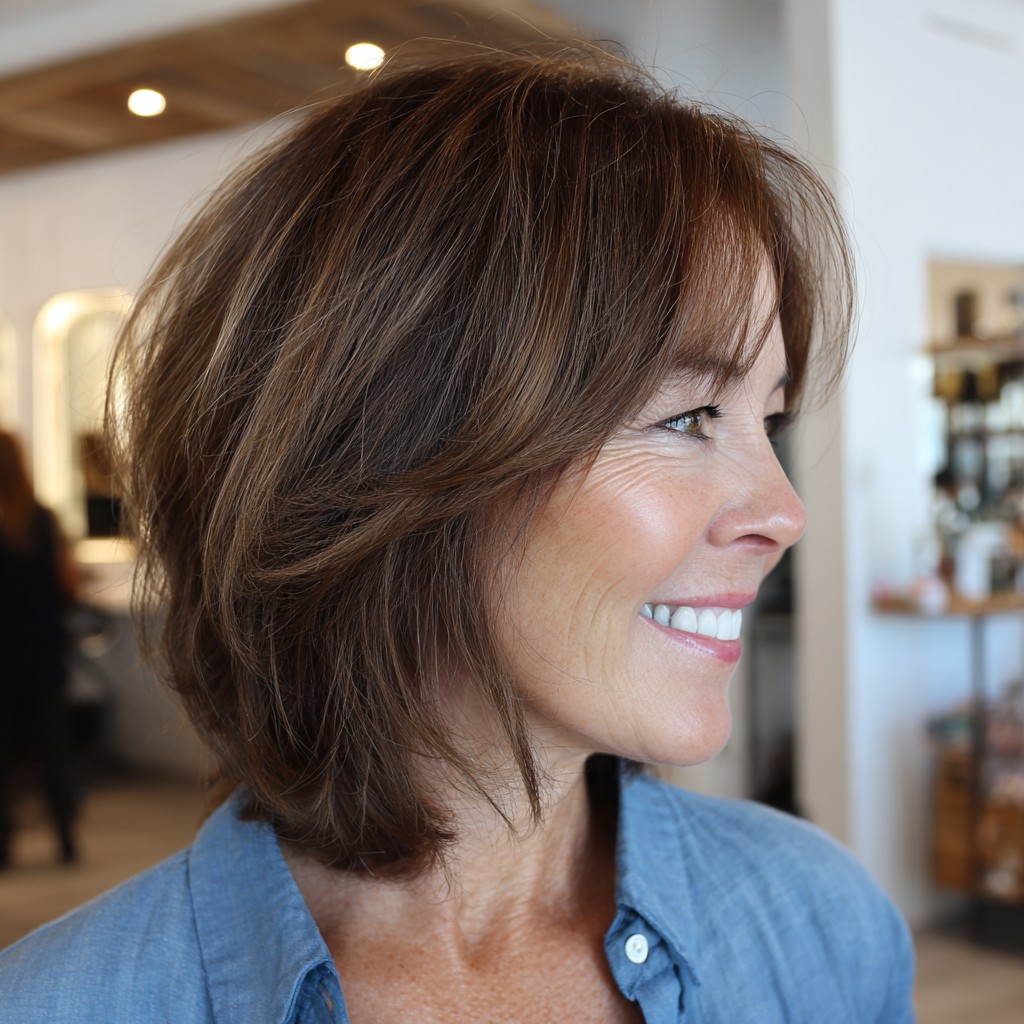 Textured Lob with Face-Softening Bangs