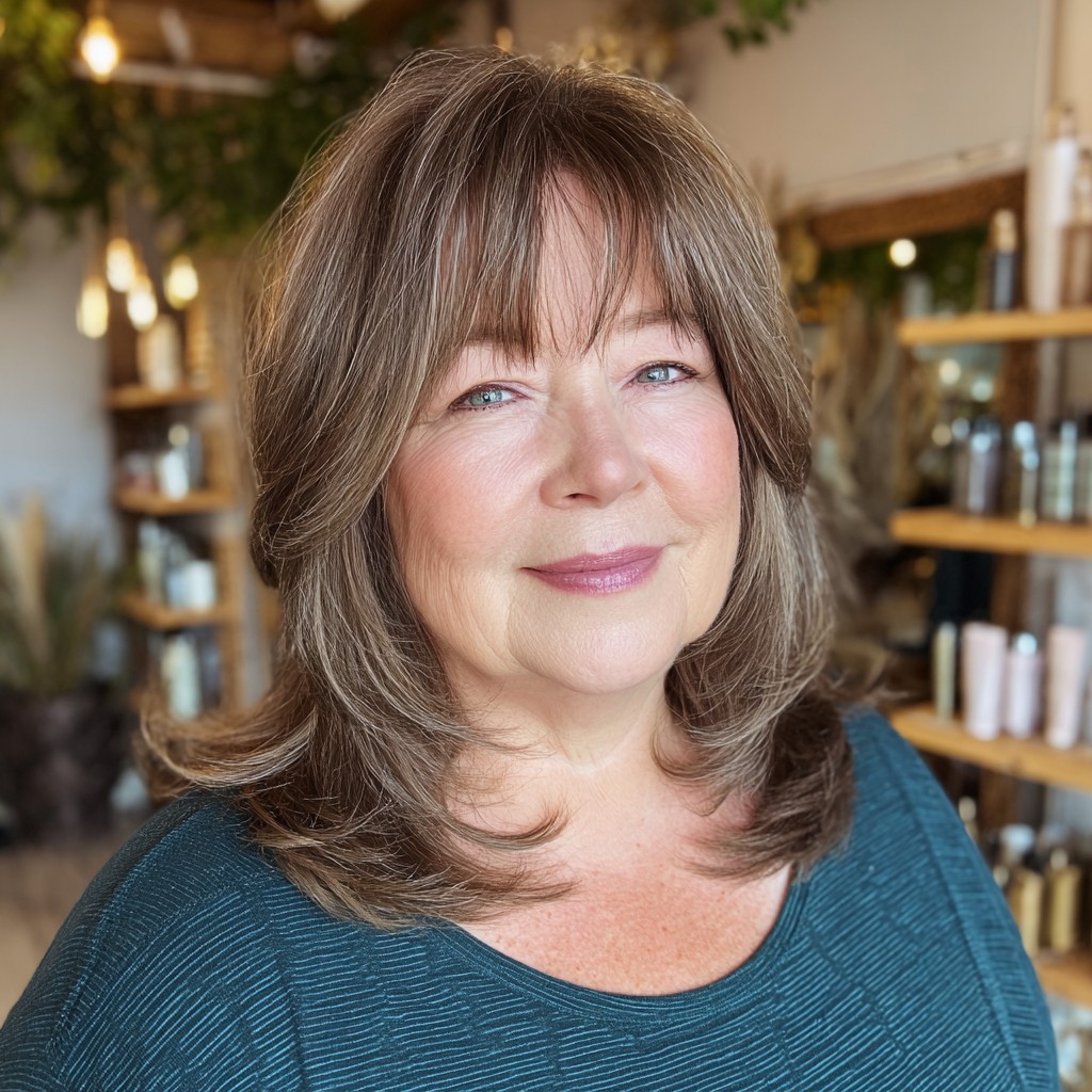 Textured Lob with Long Layered Bangs
