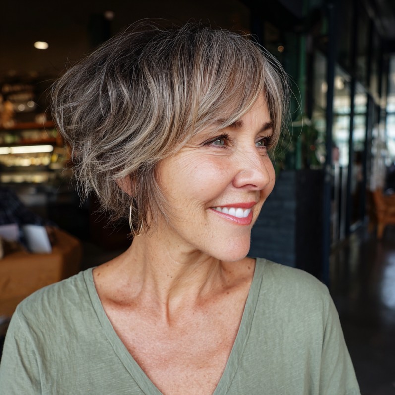 Textured Mid-Length Pixie Bob with Soft Layers