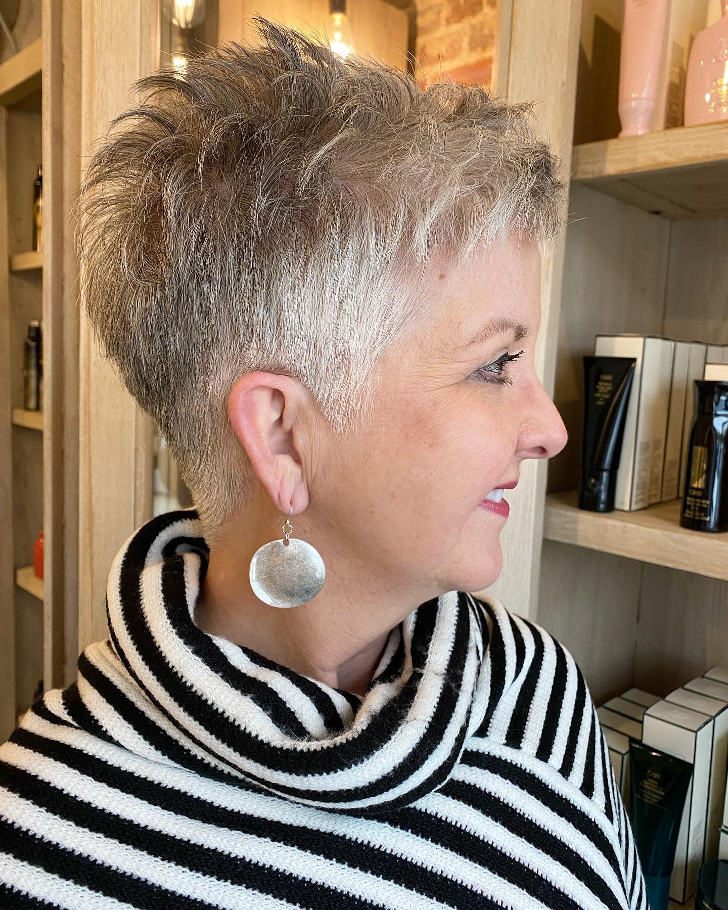 Textured Silver Pixie Cut with Playful Volume