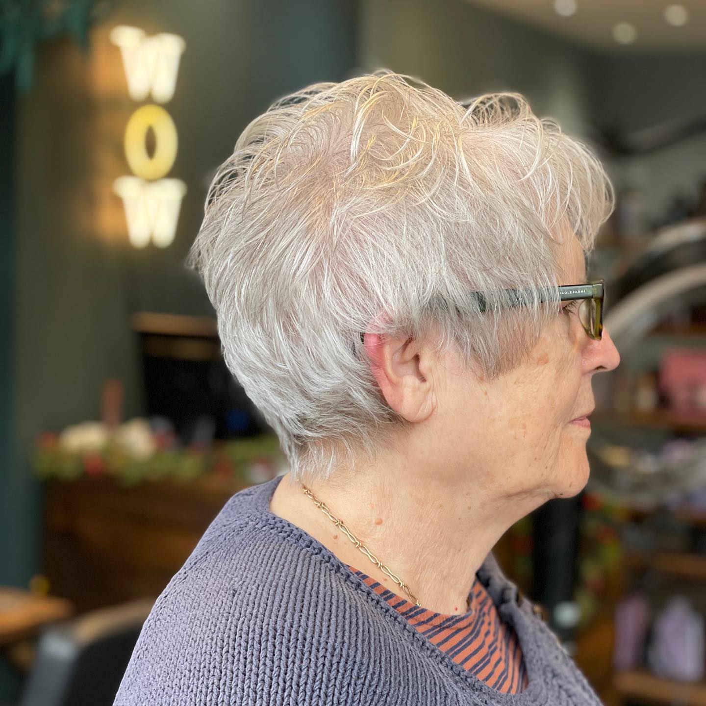 Textured Silver Pixie Cut with Soft Layers