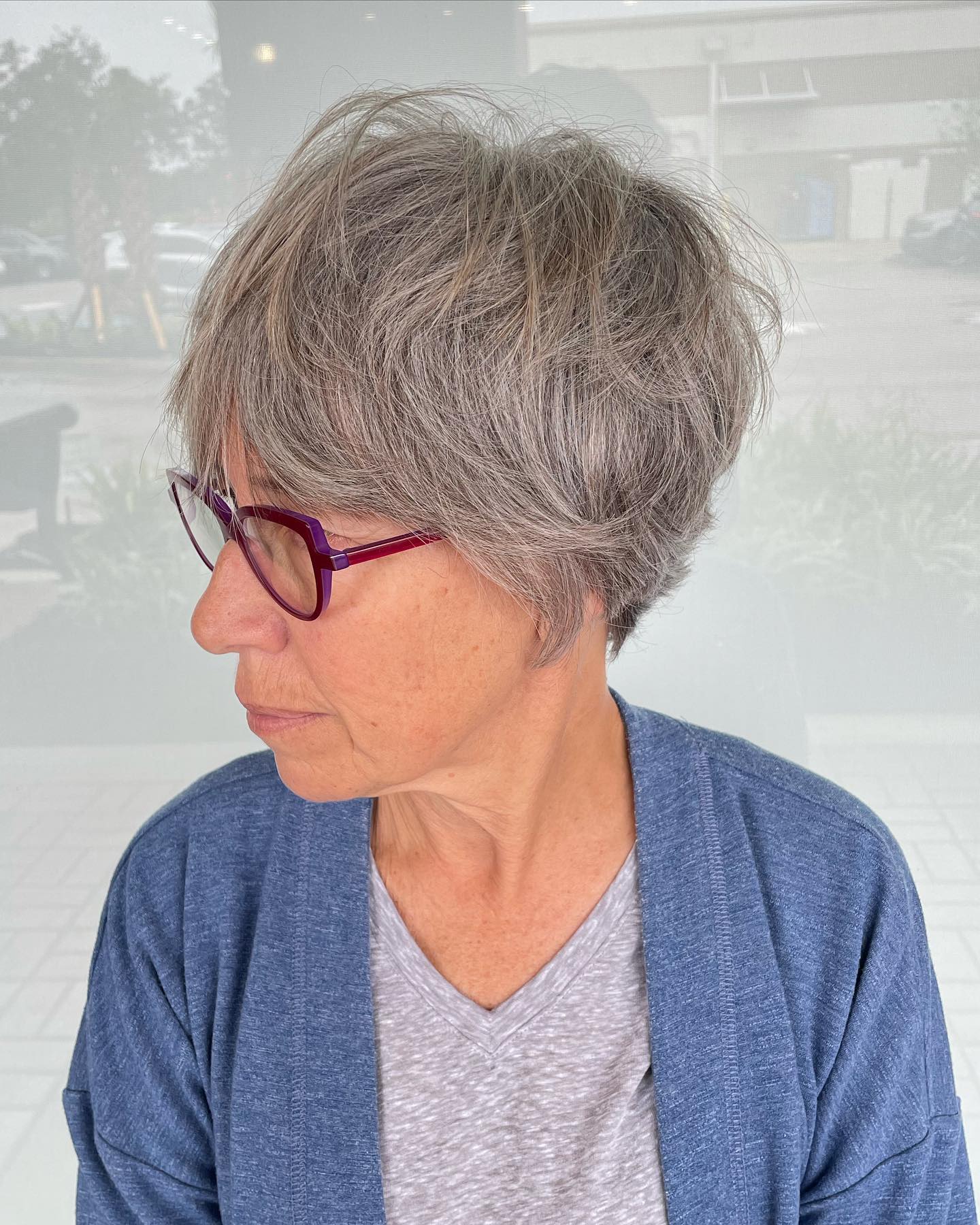 Textured Silver Pixie Cut with Volume