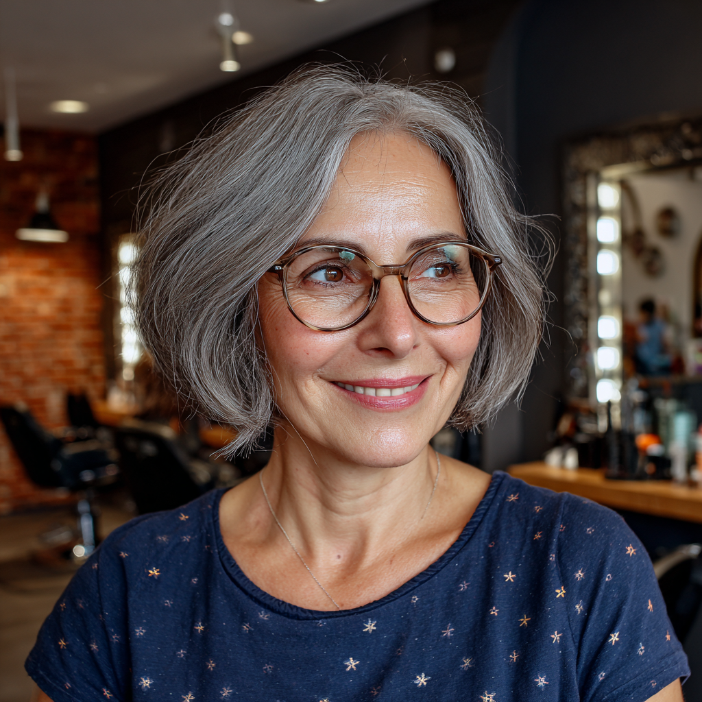 Chic Textured Grey Bob with Soft Layers